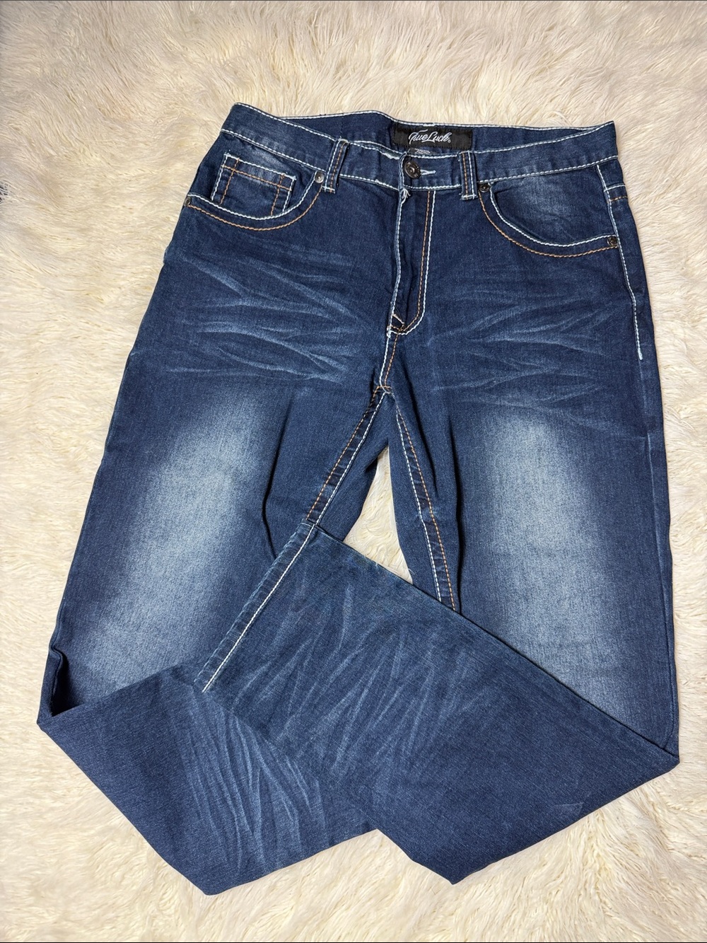 Men's Straight Jeans in Dark Blue - Unbranded